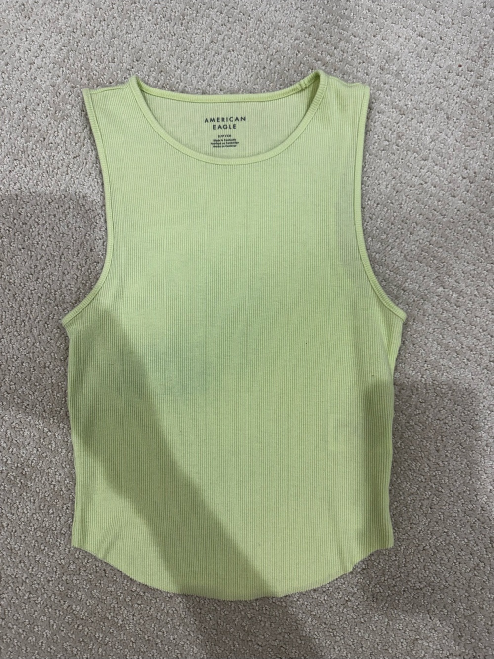American Eagle Outfitters Women's Sleeveless Rib Tank - Light Lime